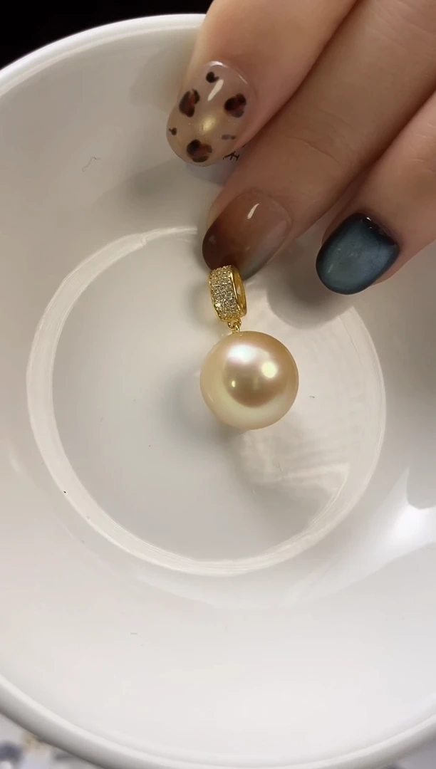 吊坠(不含链)银S925镶嵌海水珍珠14-15南洋金珍珠吊坠