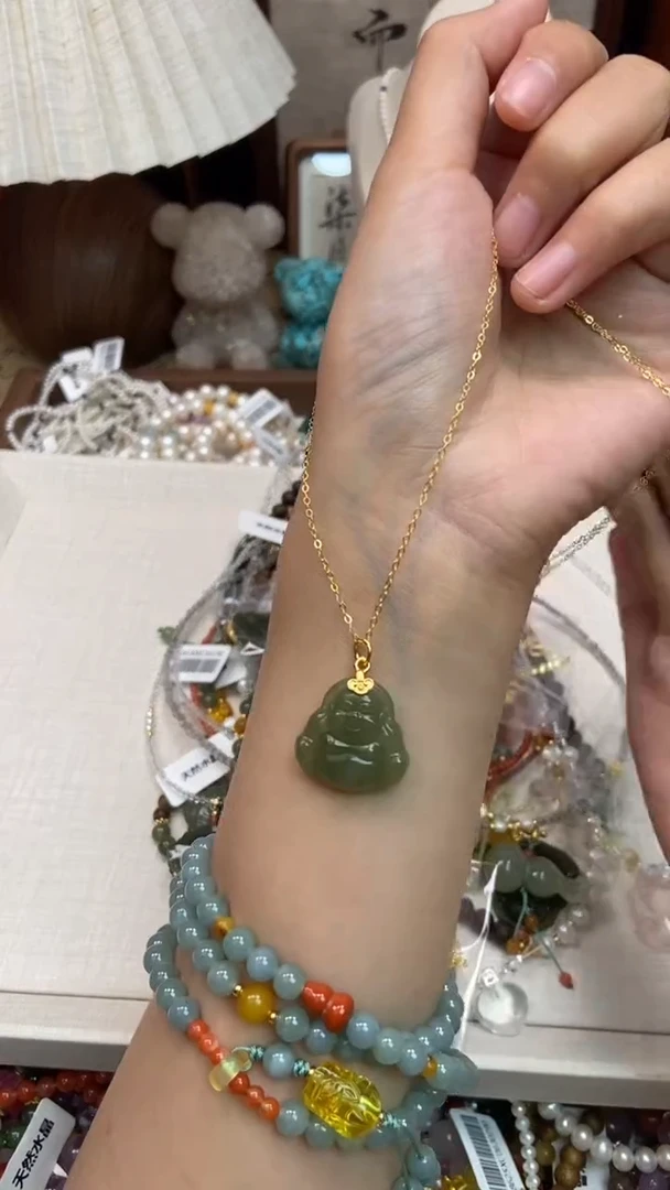 项链和田玉银S925镶嵌156