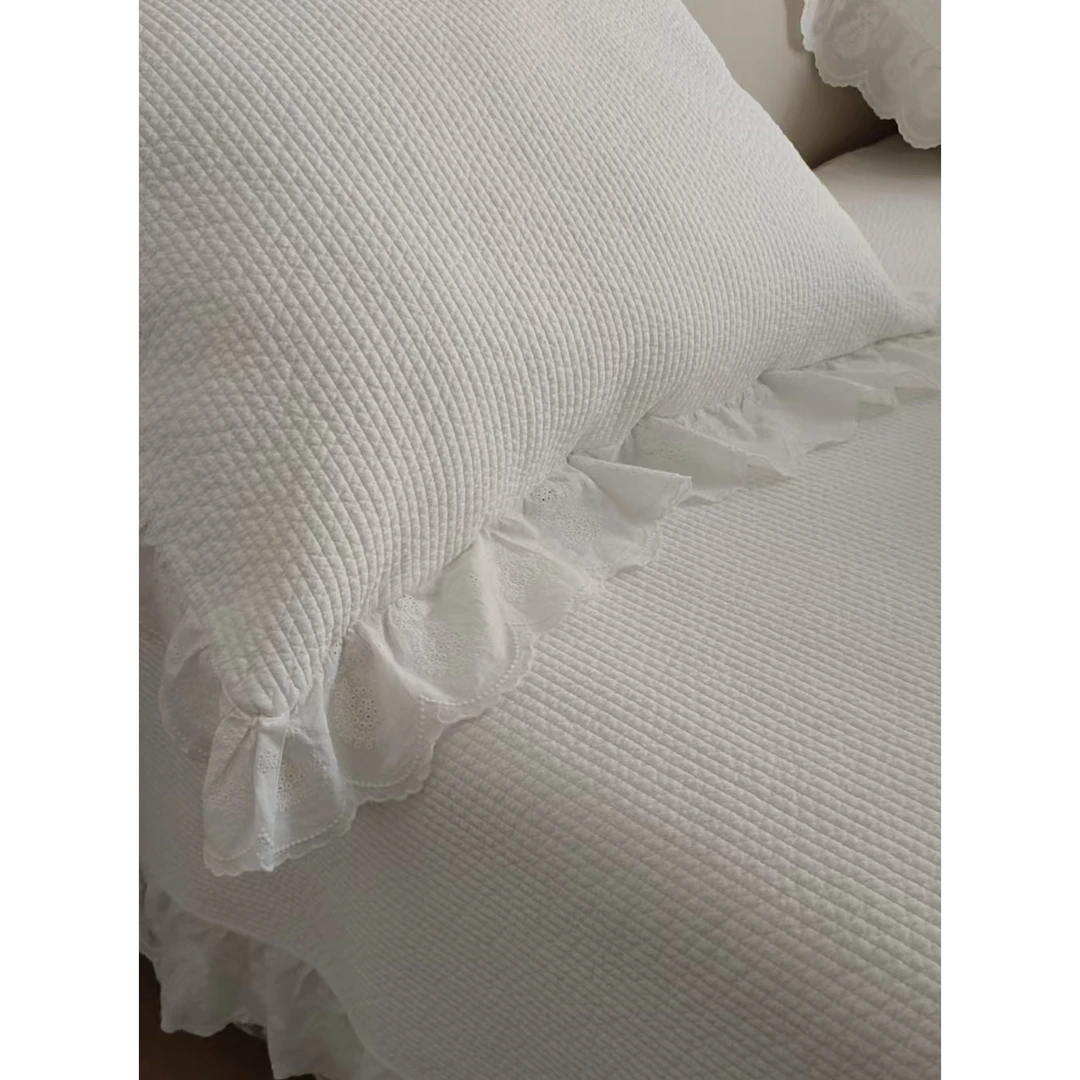 【木白】韩国 超软 广木棉砂洗床盖三件套简约加厚纯色绗缝床上用品