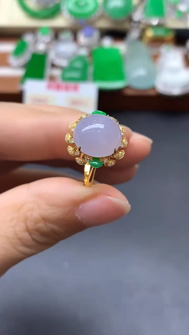 18K金镶嵌戒指翡翠554-中国好珍宝