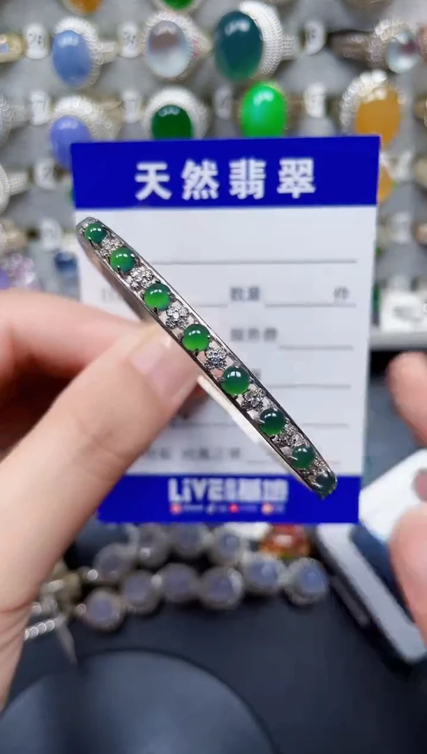 银S925镶嵌手镯翡翠110