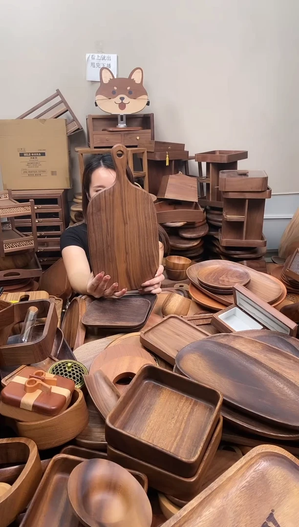 木  北美黑胡桃木带手柄菜板38*18.5*2cm