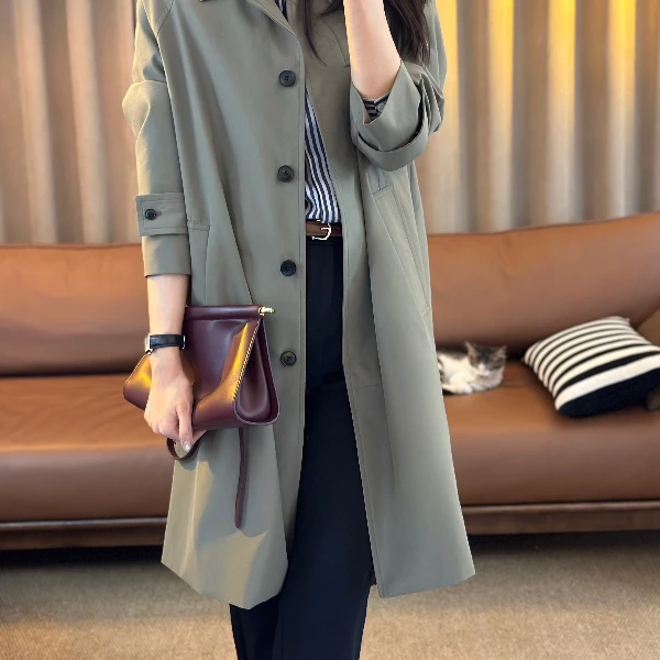 MOLANOOTD“千梦”25秋长款风衣外套女棉涤混纺高级莫兰ML-G2508181