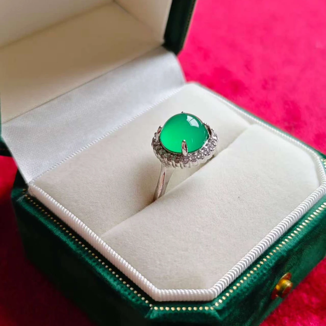 天然A货绿玉髓男女戒指 C63