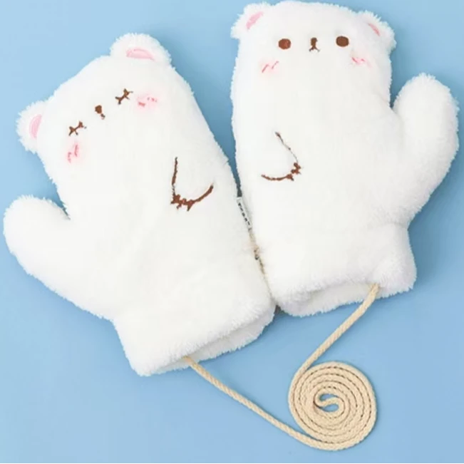 歪瓜出品毛绒手套围巾头套可爱白熊鸭鸭小兔子