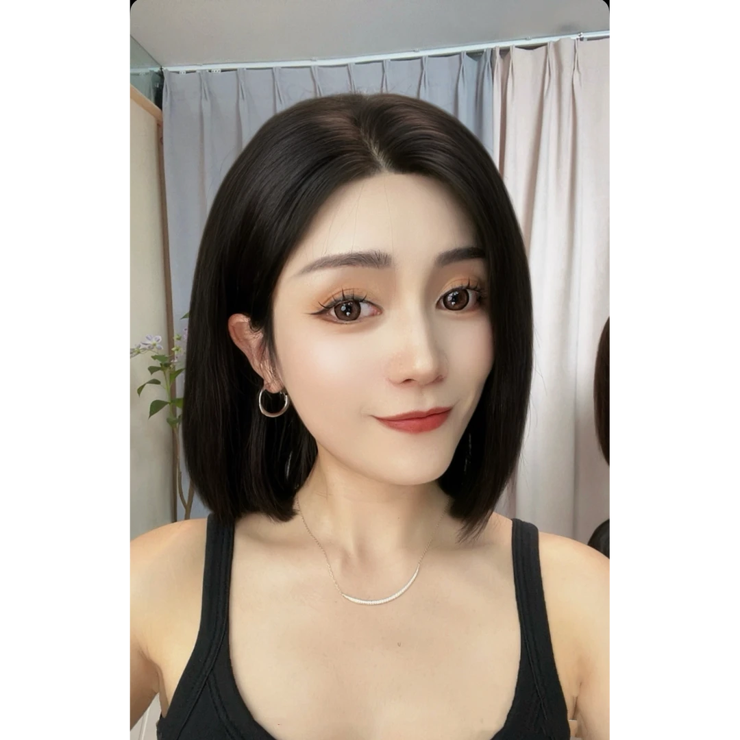 30cm生物膜皮肉感额头发际线超隐形无刘海全真人发丝头套气质百搭