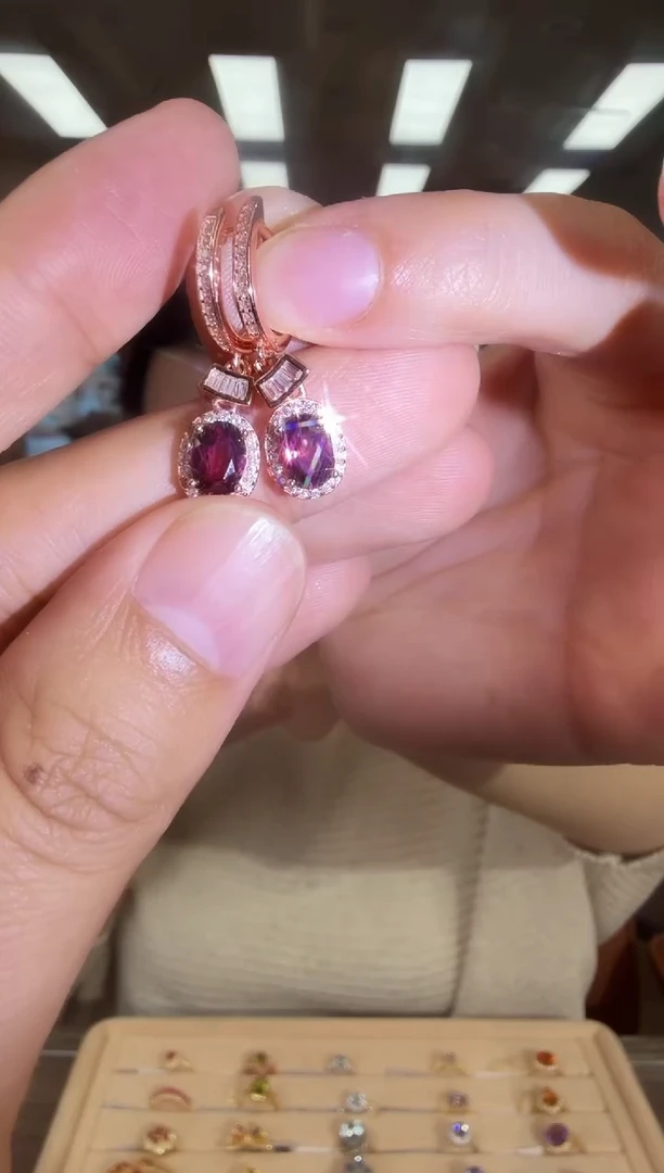 银S925镶嵌耳饰石榴石09