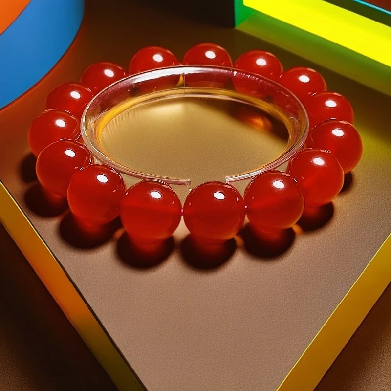 血离子玛瑙圆珠手串14mm