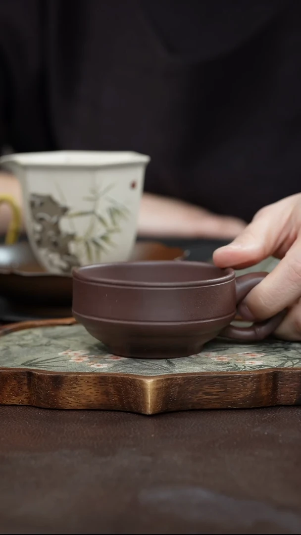 九隐茶器底曹清竹节杯