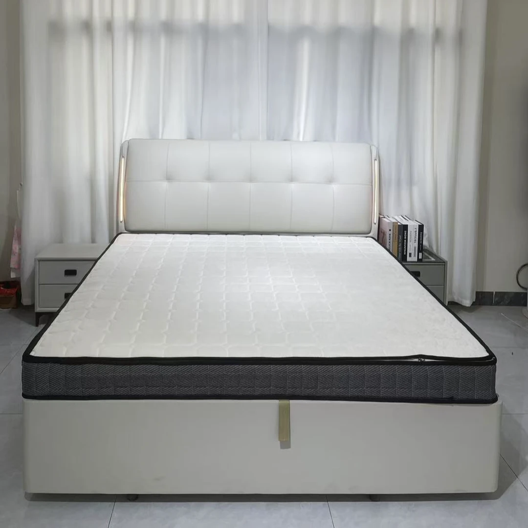 811#高箱床真皮主卧婚床简约现代轻奢双人床