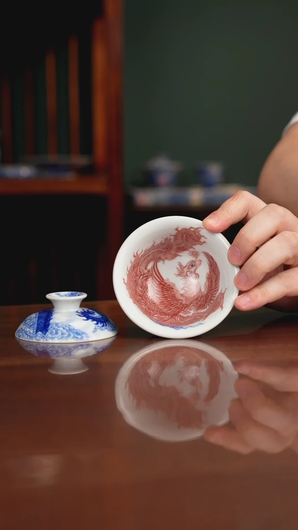 自成堂柴窑 青花釉里红