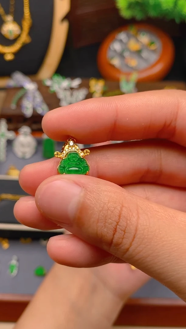 【闪购商品】翡翠吊坠(不含链)银S925镶嵌财神佛公