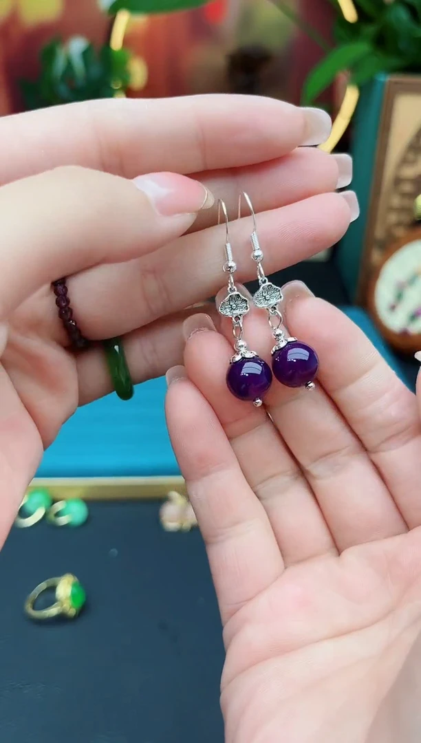 玛瑙/玉髓耳饰银S925镶嵌235