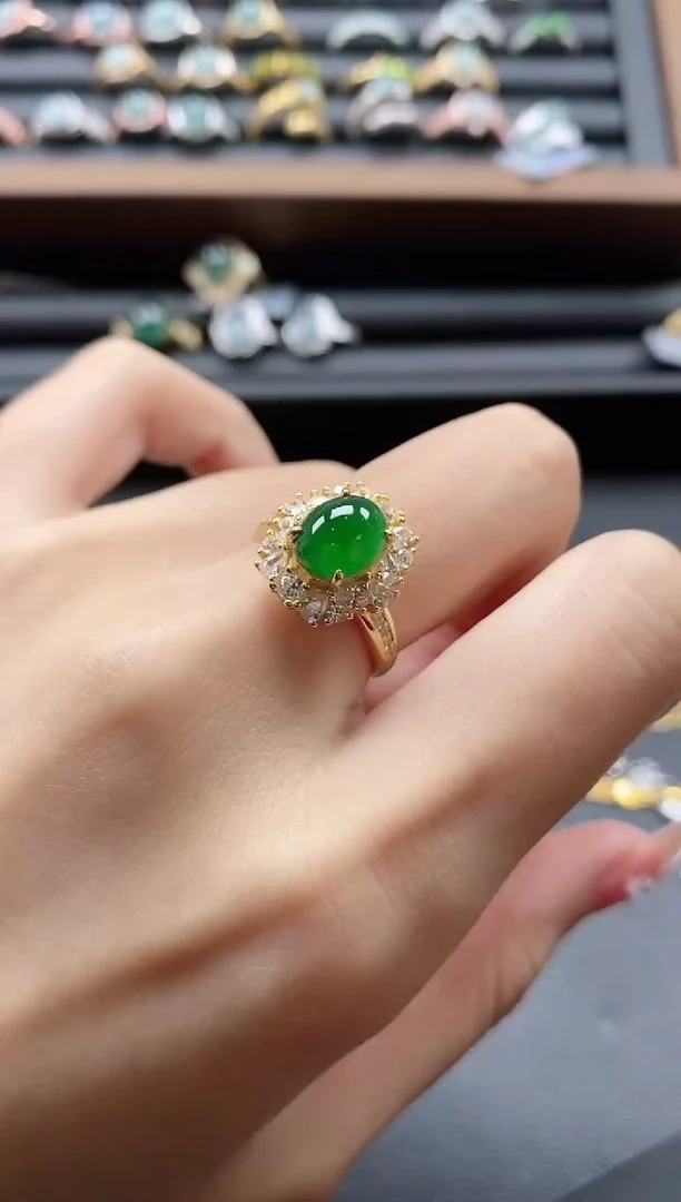 【闪购商品】翡翠戒指银S925镶嵌5115