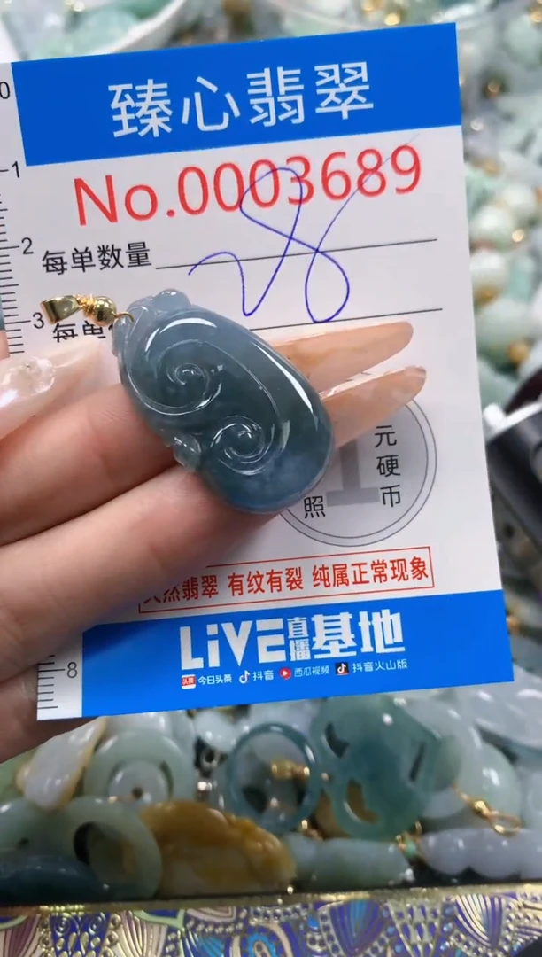 翡翠未镶嵌颈饰含绳0003689