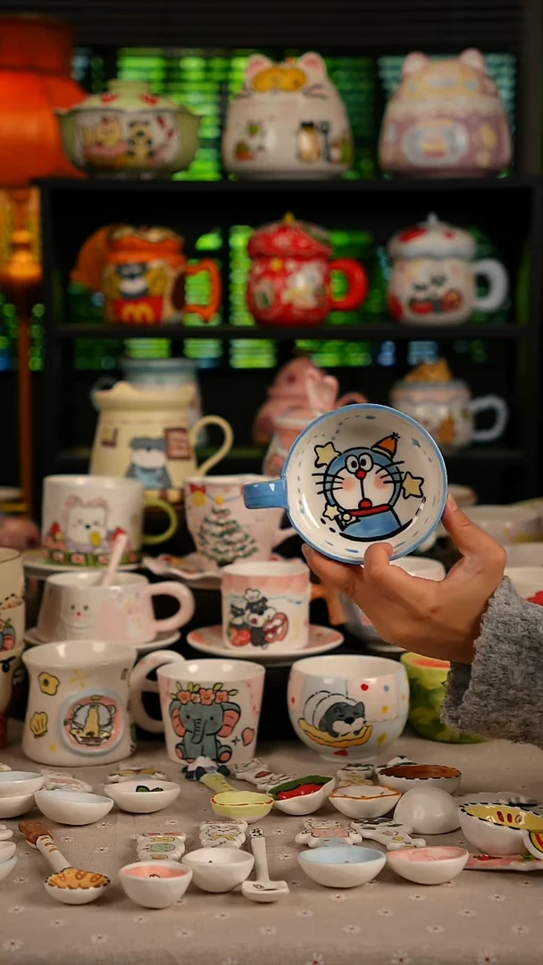 陶瓷无盖款景德镇高温釉下彩纯手绘创意瓷