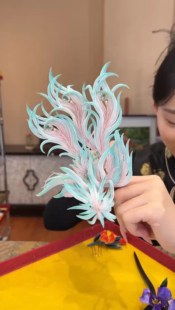 刺绣非遗绒花（发饰）