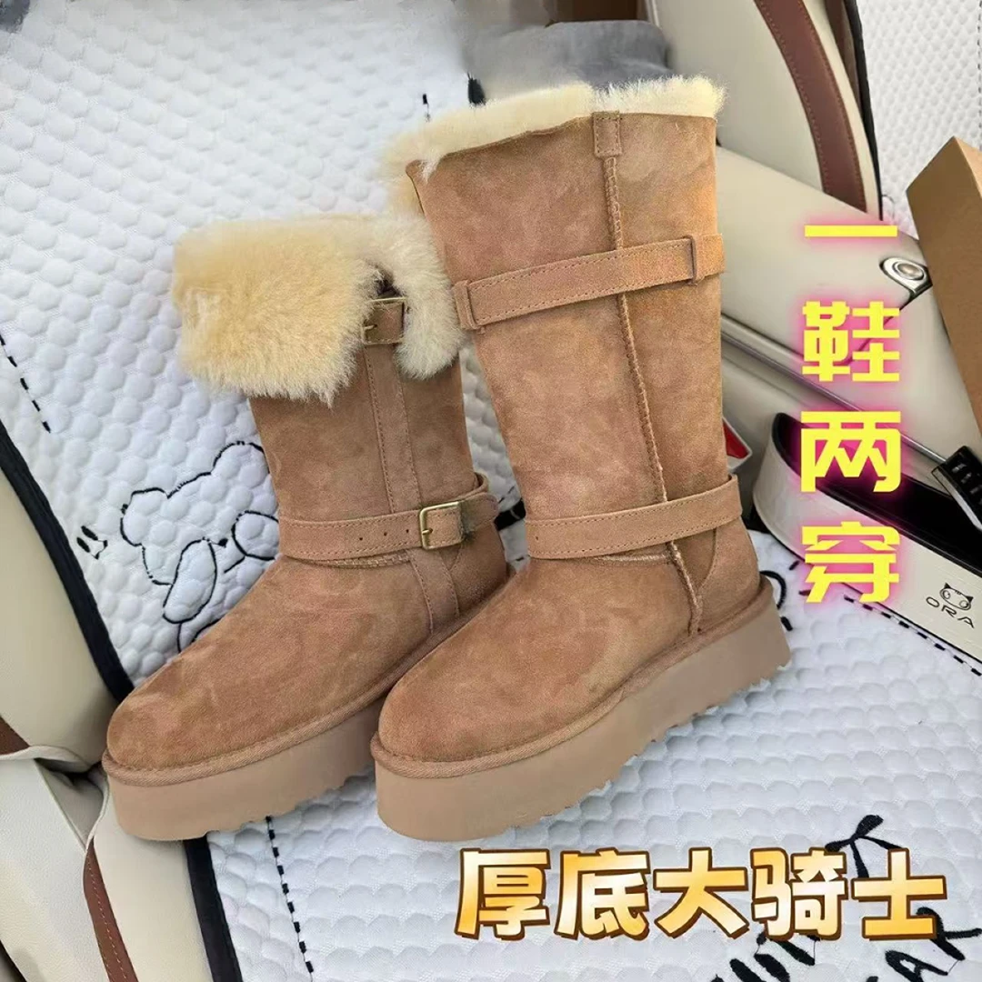 骑士靴雪地靴皮毛一体时尚保暖