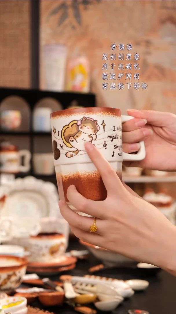 摆件景德镇手工手绘设计师款