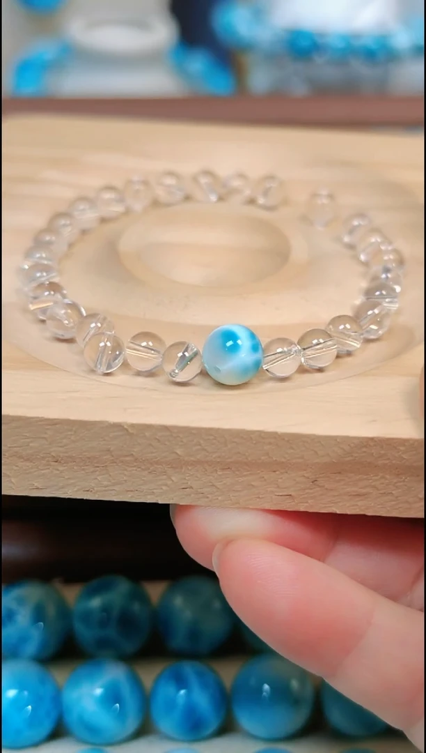 针钠钙石（海纹石）未镶嵌手链多样性发其一