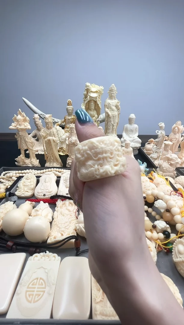 象牙果雕刻龙纹扳指