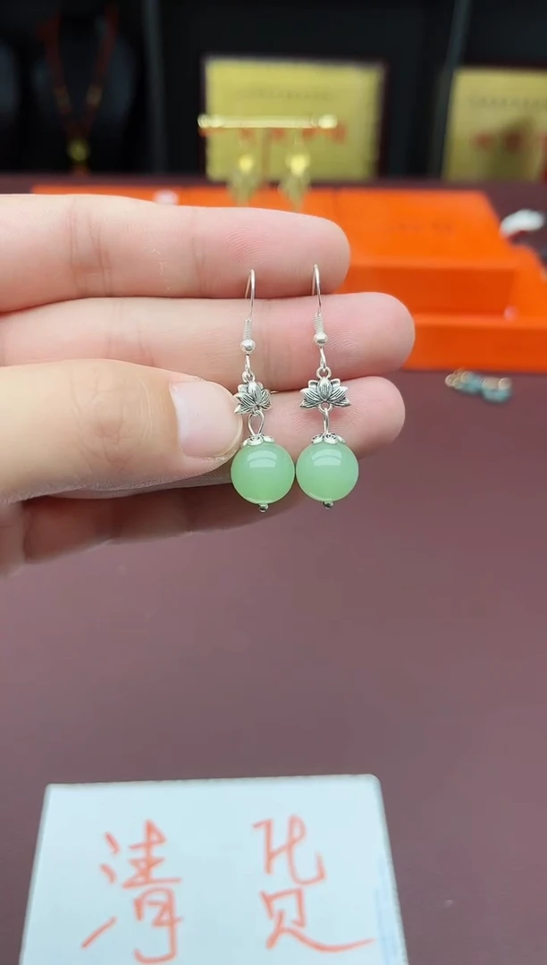 玛瑙/玉髓耳钉银S925镶嵌427000