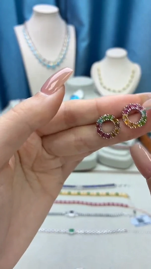 银S925镶嵌耳饰碧玺527JH0101产品一个（多样性）