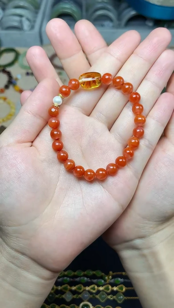 南红玛瑙手绳未镶嵌手串06