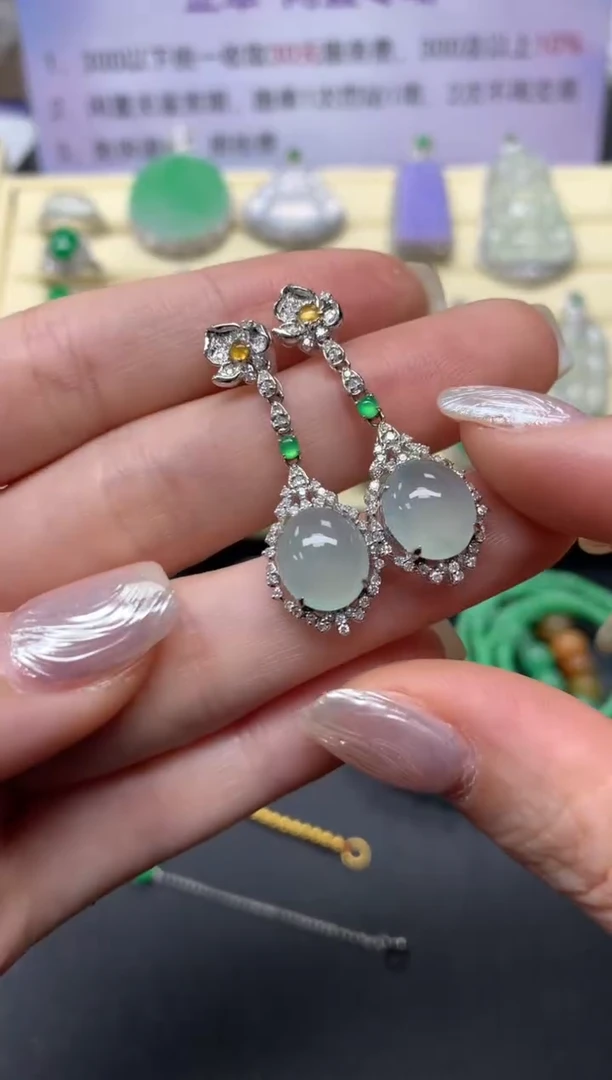 【闪购商品】翡翠耳饰18K金镶嵌耳饰|5650+565