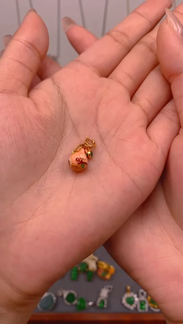 吊坠(不含链)银S925镶嵌翡翠葫芦