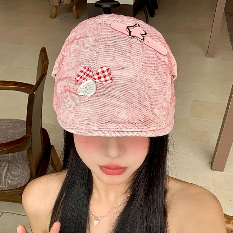 美式复古星星前进帽女夏街头y2k辣妹贝雷帽雅痞鸭舌帽子
