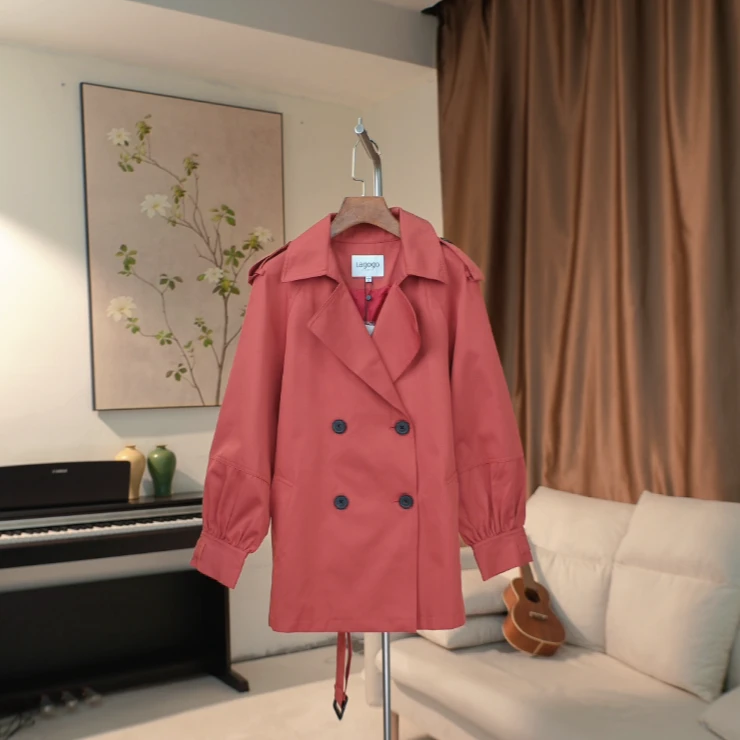 G333 小个子双排扣风衣女 138C58