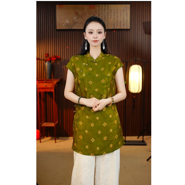 【翠漾】小雪高定新中式国风妈妈装短袖上衣