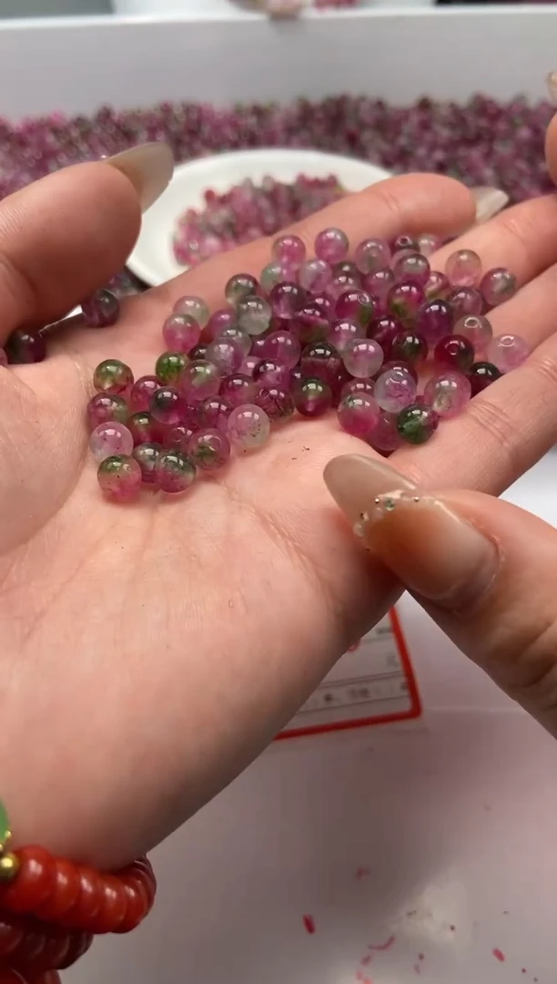 颈饰未镶嵌水晶w1778西瓜碧玺6mm*20颗