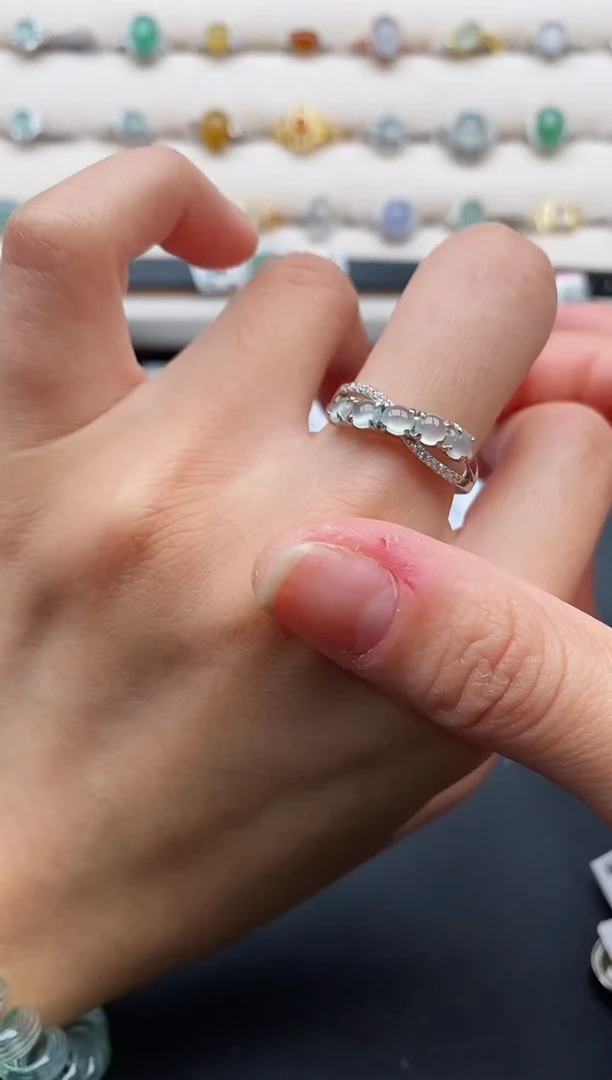 银S925镶嵌戒指翡翠1111111111+3