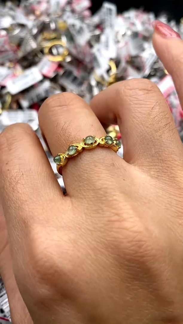 【闪购商品】翡翠戒指银S925镶嵌555555    7