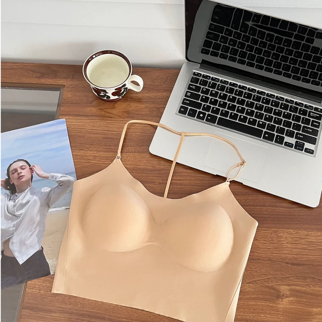 “超隐形粉底液美背”隐形大U美背背心细肩带一体式挂脖T型无痕内搭