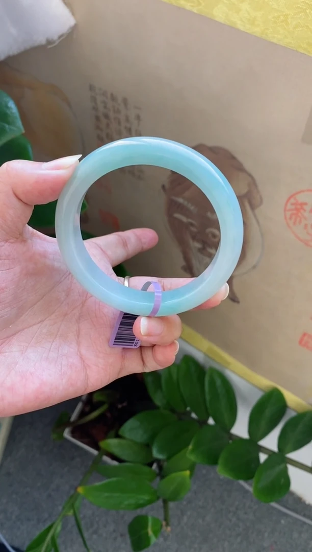 【闪购商品】翡翠手镯未镶嵌（十星强推）无棉果冻胶晴蓝19号