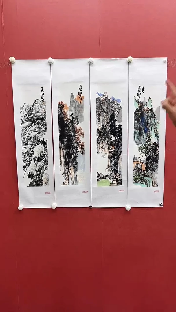 国画李进潮-四条屏-山水