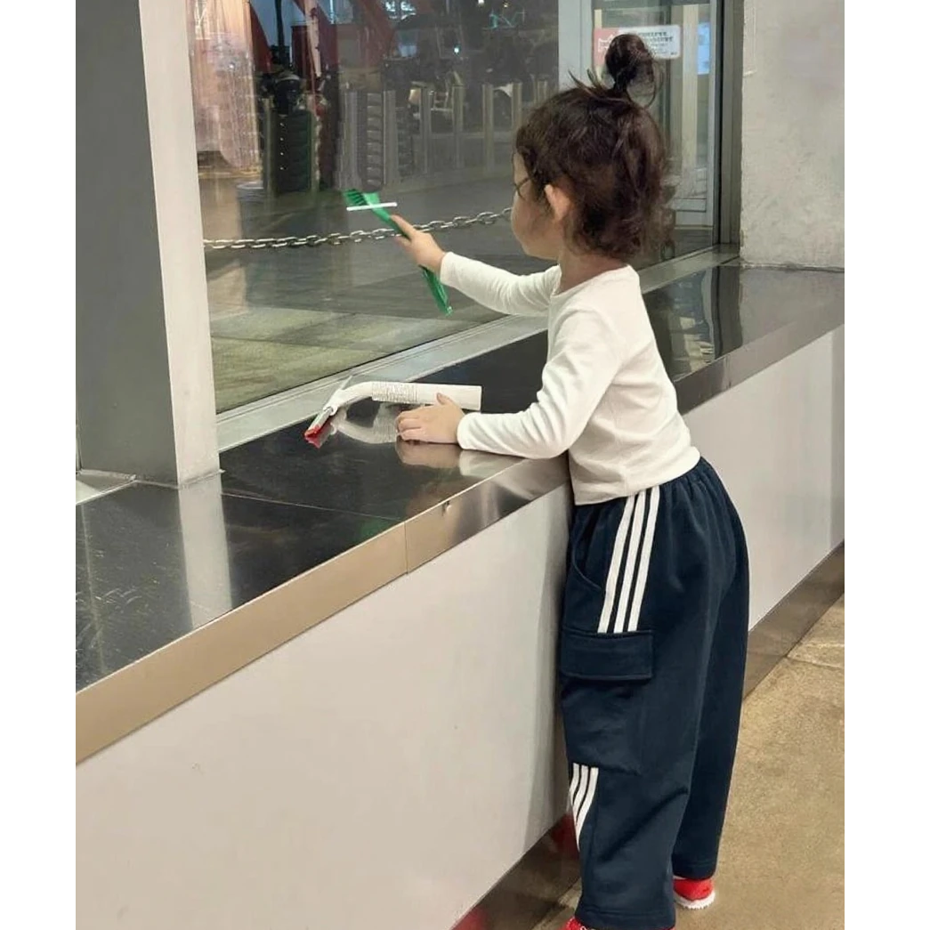 现货】壹妈童装秋季女童套装2025新款洋气纯色长袖T恤藏青色裤子