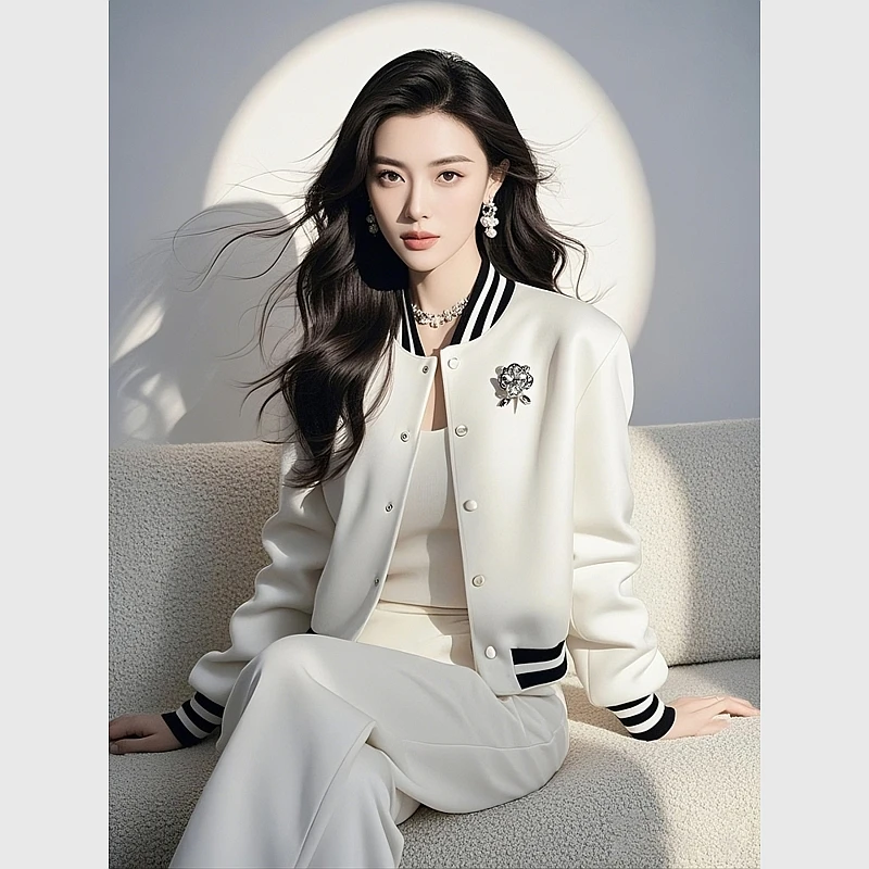 2025小个子时尚穿搭高级感气质白色秋装女款爆款2025新款套装