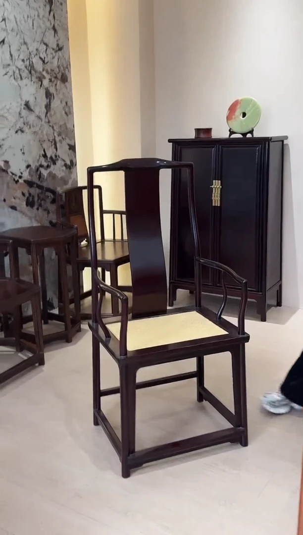 木【运费到付】赞比亚紫檀 高背官帽椅