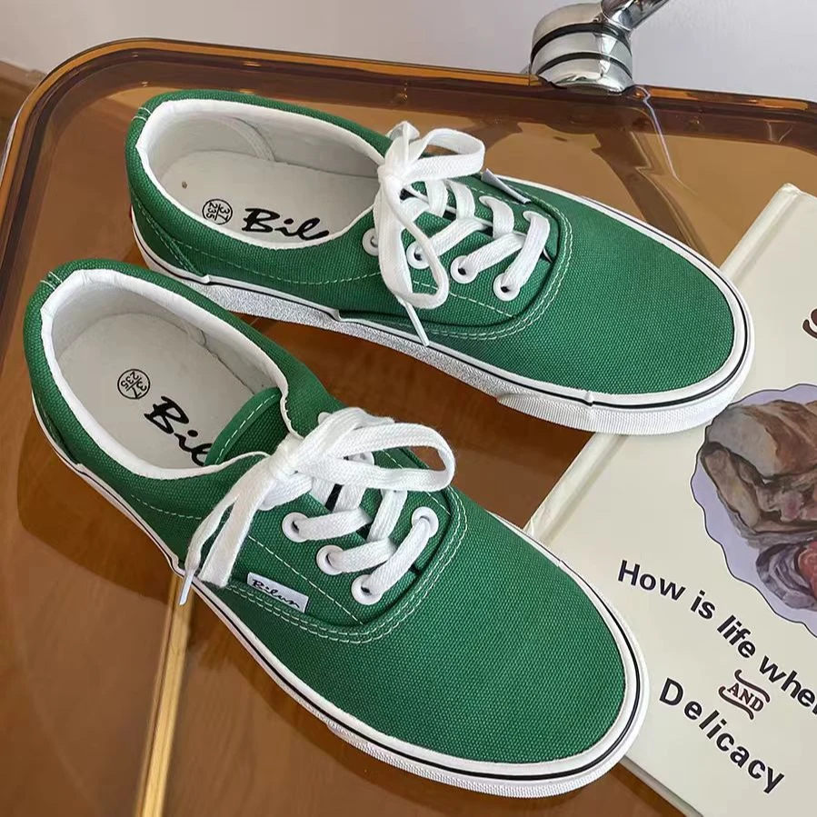 新款森林绿色帆布鞋女韩国ulzzang女鞋ins板鞋 1113