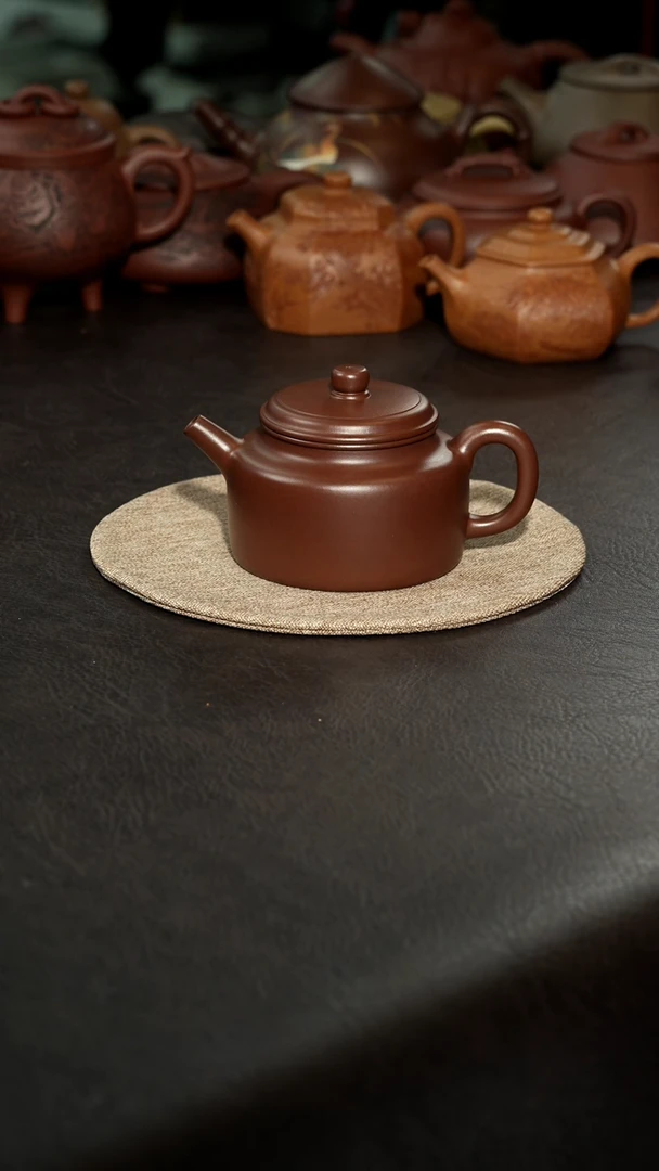 茶壶紫砂德钟壶原矿老紫泥，汪达明全手工