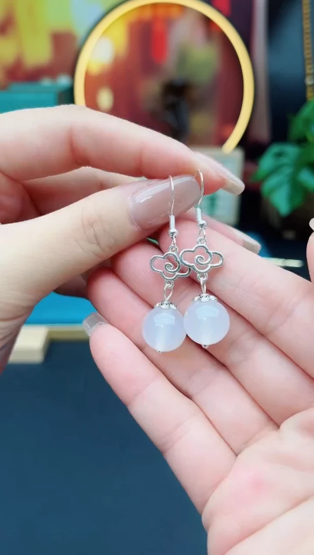 玛瑙/玉髓耳饰银S925镶嵌101000