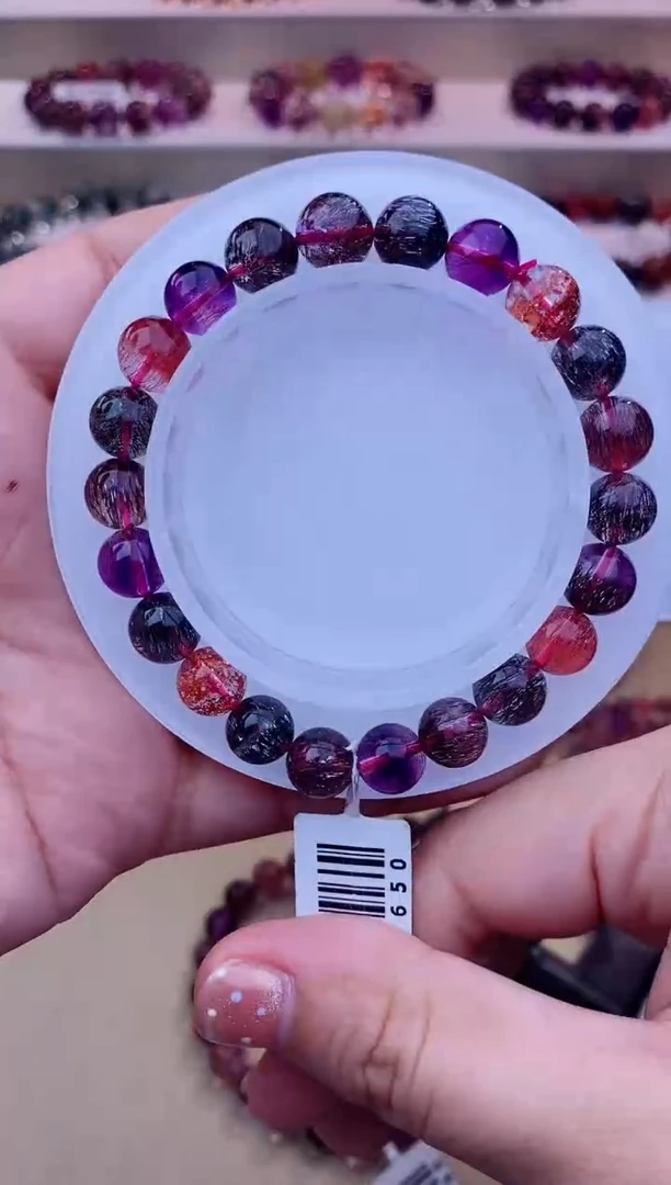 未镶嵌手串水晶黑加仑超七单圈9m+