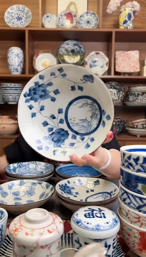 瓷片【微瑕】青花蔓蔓17cm钵碗 山水