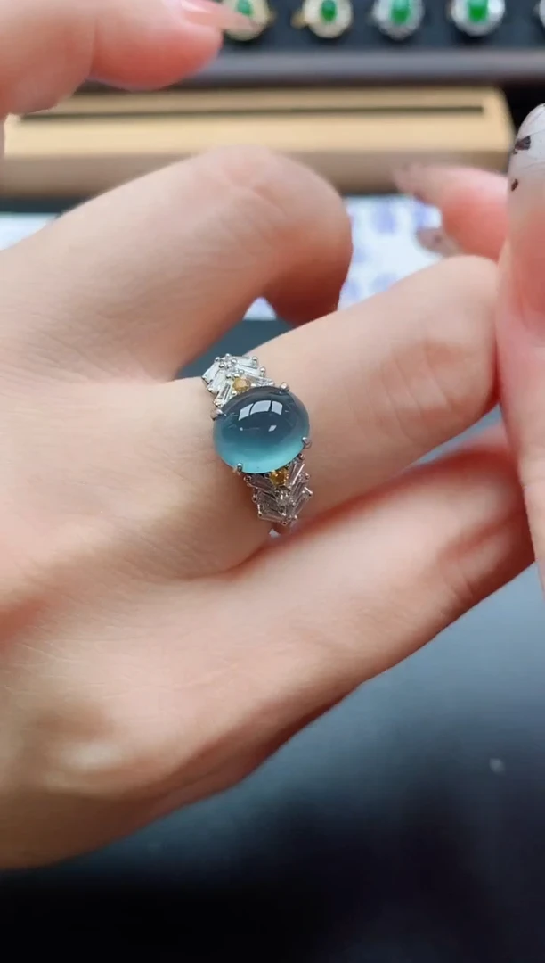 银S925镶嵌戒指翡翠1