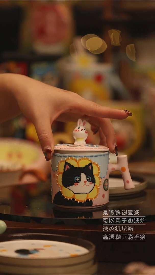陶瓷景德镇可爱陶瓷釉下彩绘设计师款
