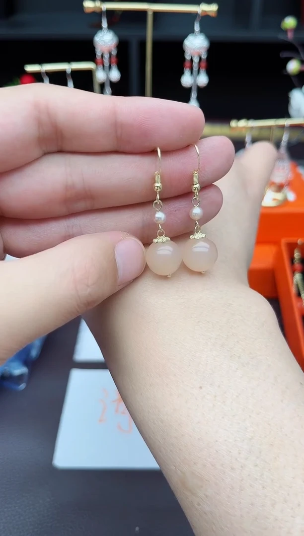 玛瑙/玉髓耳饰银S925镶嵌218000